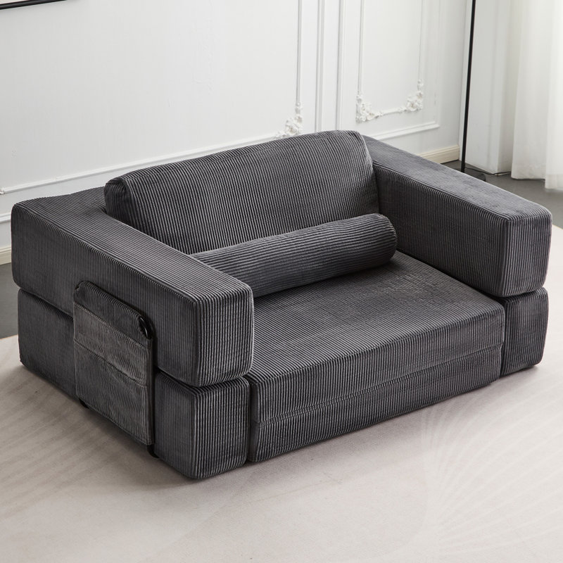 Canapé de jeu modulaire en mousse haute densité 2 en 1, convertible en canapé-lit pour enfants