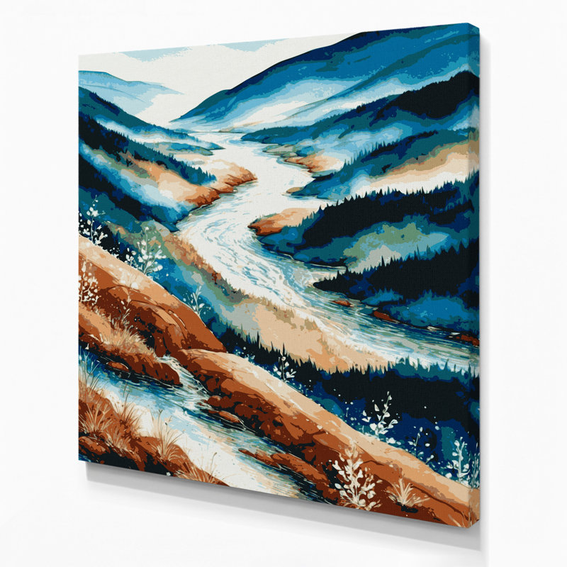 Aquarelle, paysage, 60, art mural sur toile verte, H 16 po x l 16 po