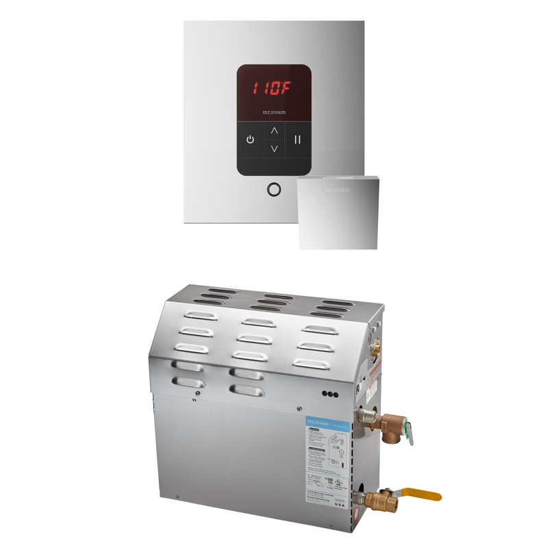 Ensemble de générateur de douche à vapeur MS 6 kW (6 000 W) avec contrôle de température carré ITempo, Chrome poli