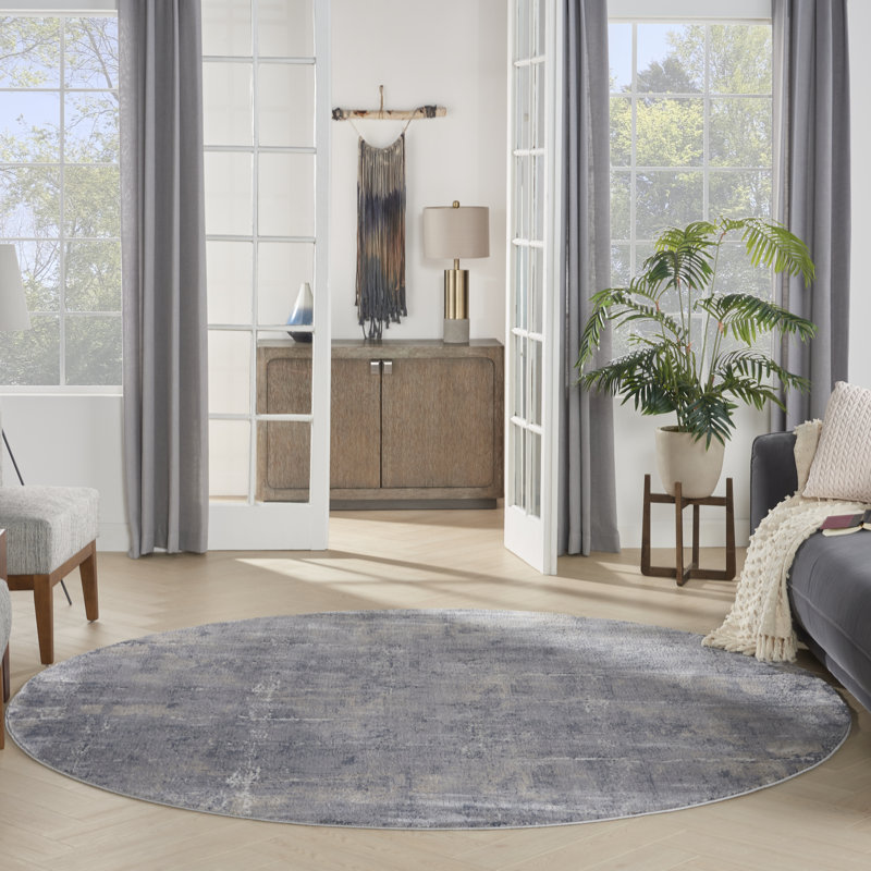 Round Abstract Hand Woven Area Rug, Round 5'3"