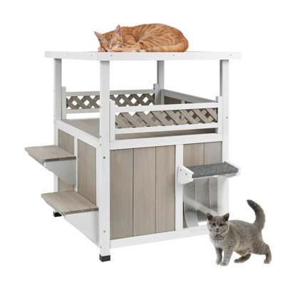 Outdoor Cat House 2 Story Wooden Houses