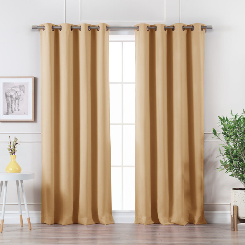 Adina Sevan Solid Thermal Grommet Curtain Panels, Sunlight, 52"W x 96"L