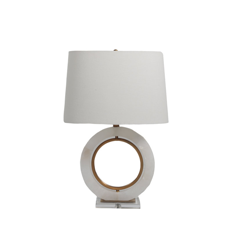 Janelle 26.5" Antique Brass/White/Clear Table Lamp
