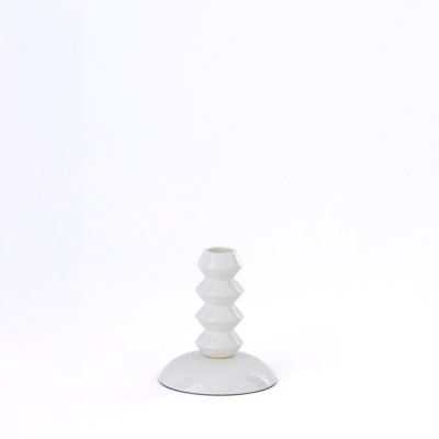 Porte-bougie blanc en aluminium brillant