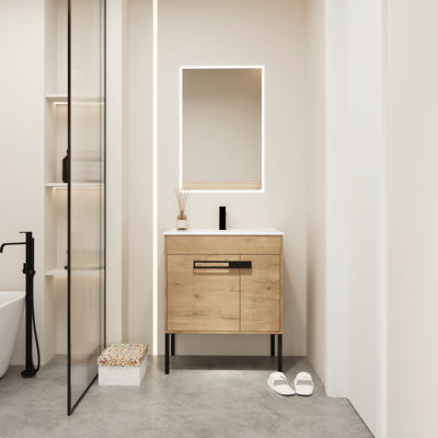 Tieria 30.09'' Single Bathroom Vanity with Ceramic Top