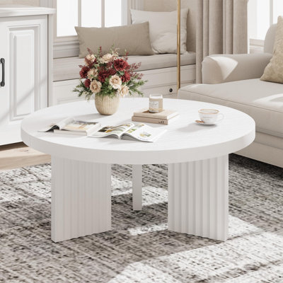 Table basse 33,4 pouces avec pieds cannelés et plateau épais de 1,3 po