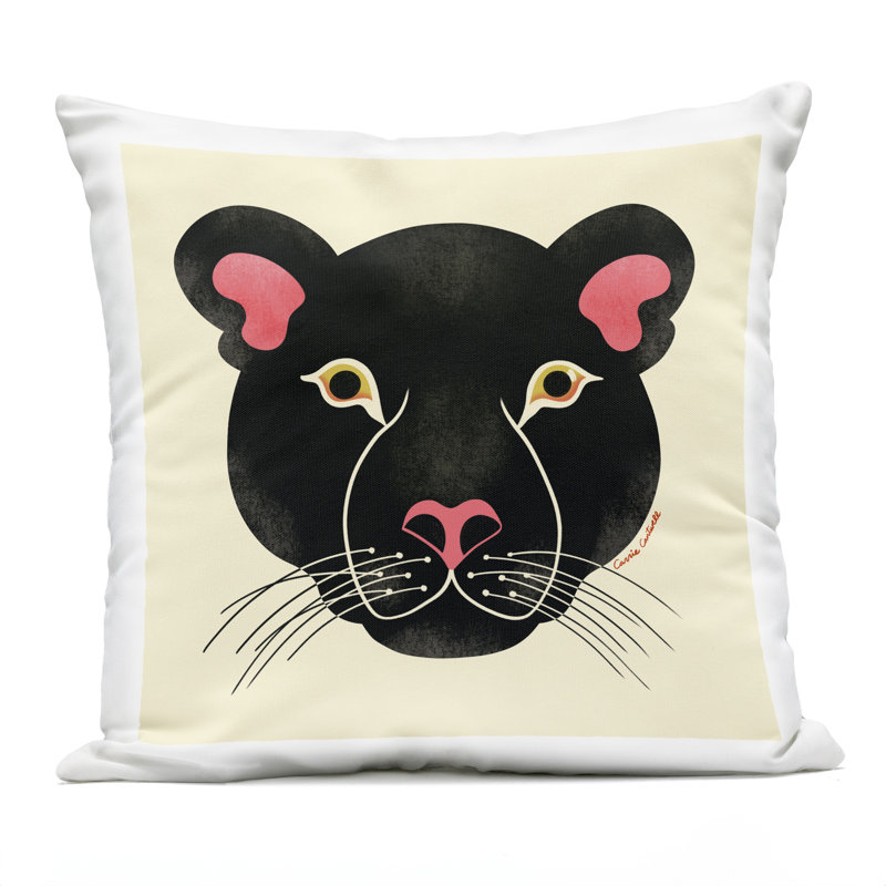 Coussin extérieur Minimal Wild Panther Face Design par Carrie Cantwell