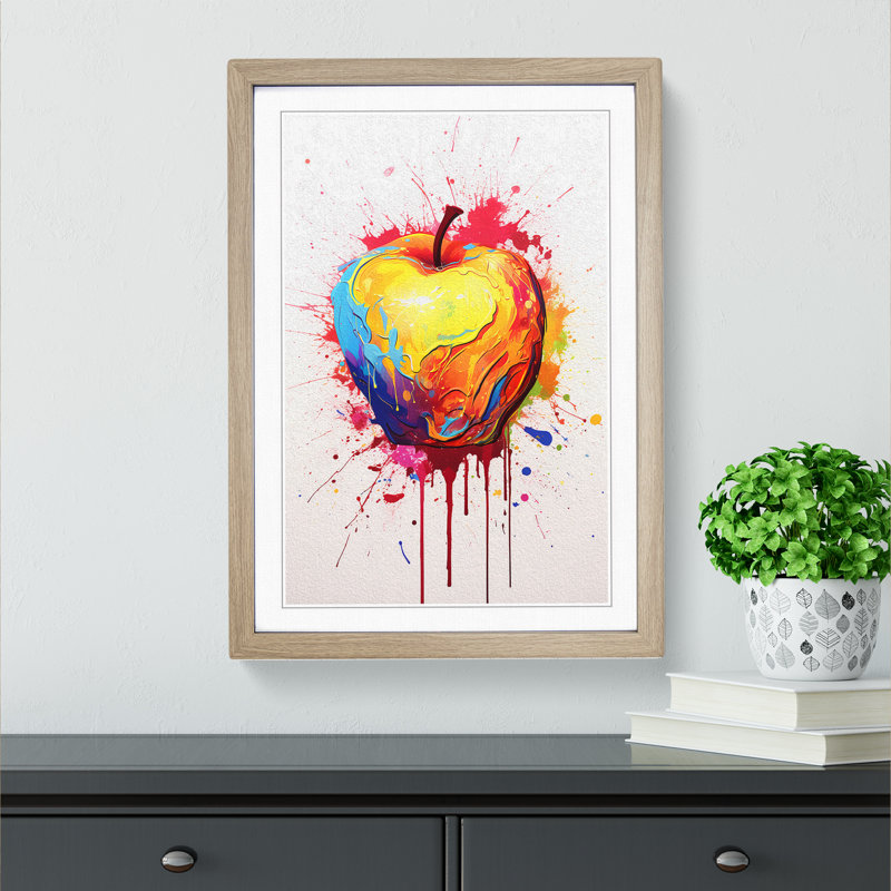 Apple Gestural - Framed Print, Oak , 64cm H x 46cm W x 2cm D