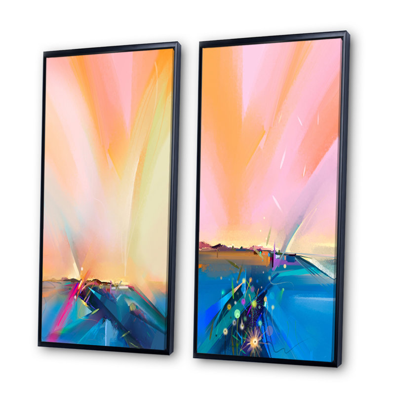 Ensemble de 2 impressions sur toile, "Ocean Waves", H 20 po x l 24 po x P 1 po, Cadre flottant noir