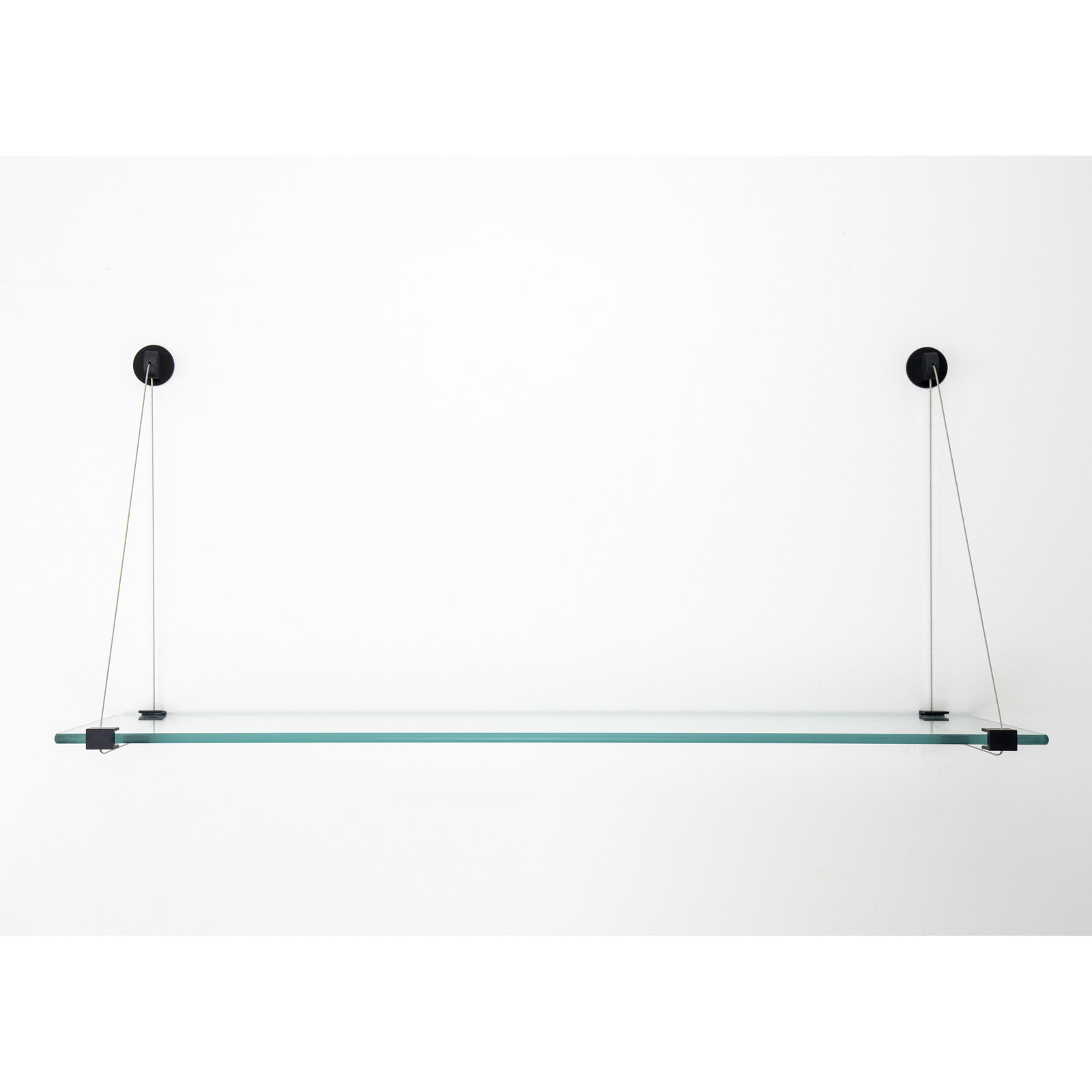Earlham Tempered Glass Wall-Mounted Bracket Shelf, Black, 16" H x 36" W x 8.5" D
