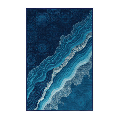 Tapis oriental bleu doux et moelleux Maspeth