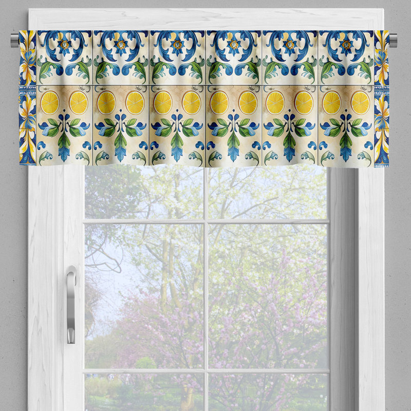 Sea Blue Mustard Green Satin Rod Pocket Valance
