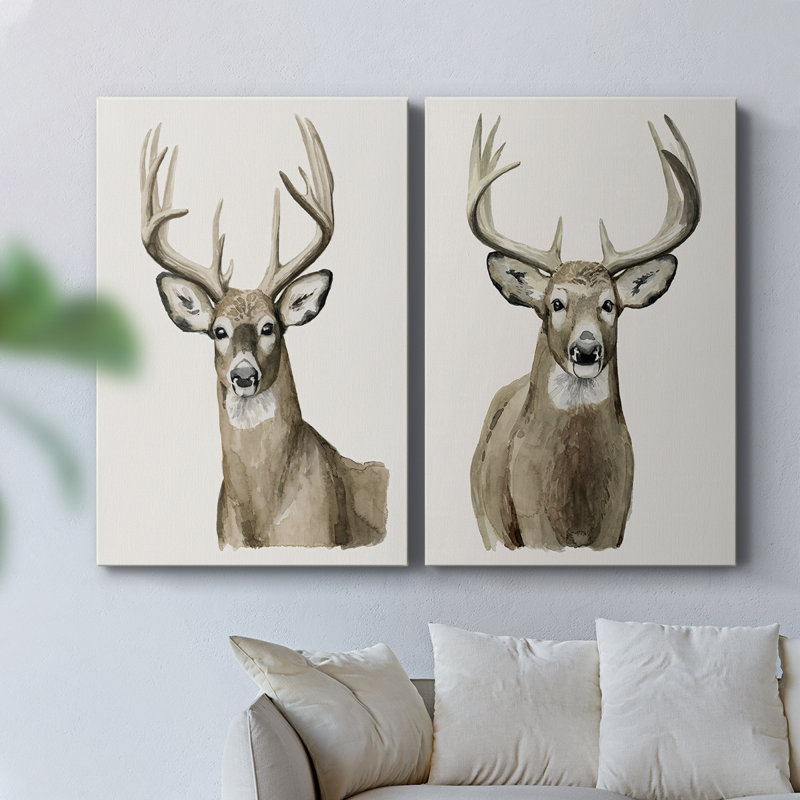 «Handsome Whitetail» - Toile tendue avec châssis de qualité supérieure - Prêt à être accroché, H 27 po x l 36 po