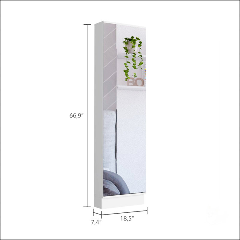Rectangle Tall Shoe Cabinet, White