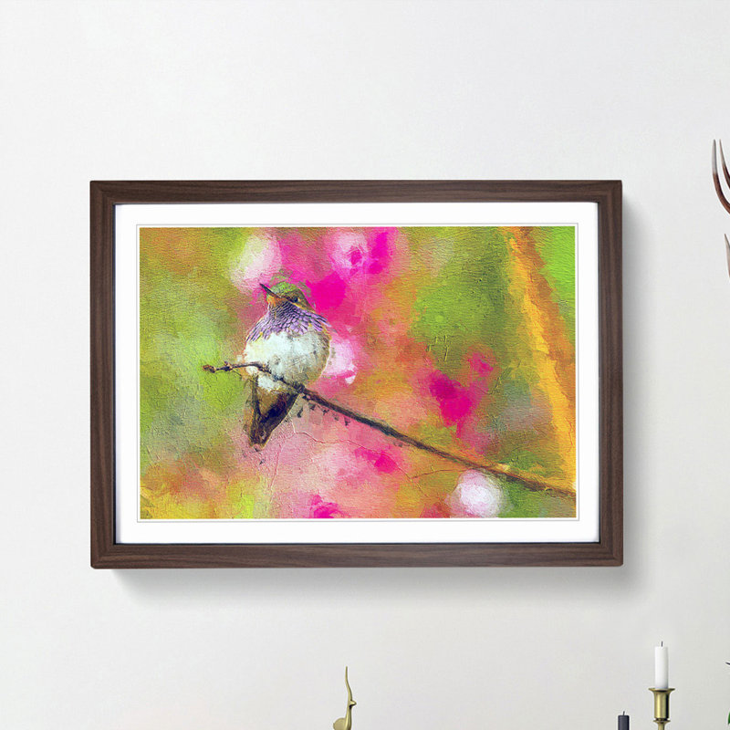 Hummingbird - Framed Print, 48cm H x 65cm W x 2cm D, Walnut Framed