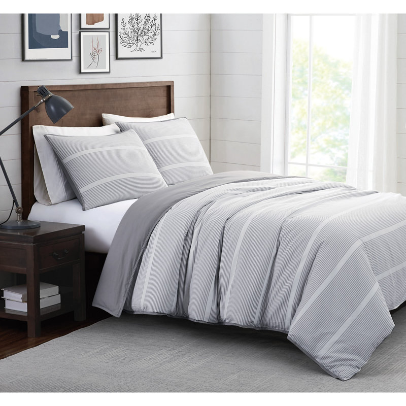 Ensemble d'édredon Niari, Gris, Édredon simple / simple TG + 1 taie décorative s