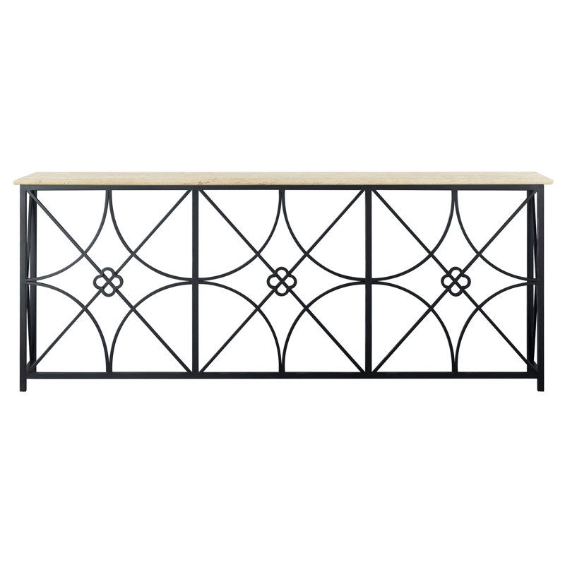 Boxwoods 84'' Console Table, Flat Black, Carrera Marble