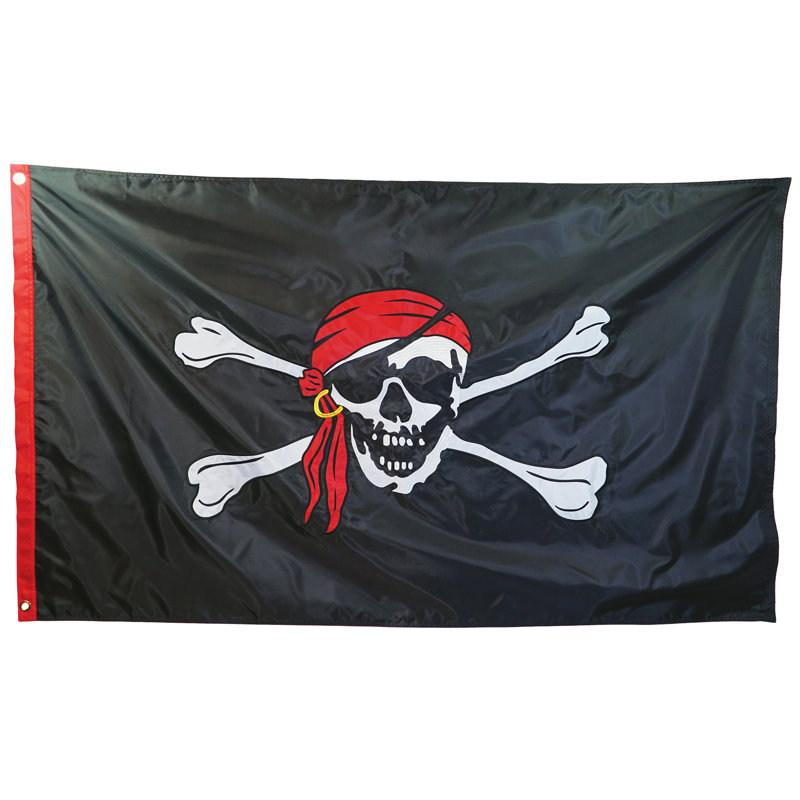 Drapeau à œillets double face brodé 3 pi x 5 pi Jolly Roger