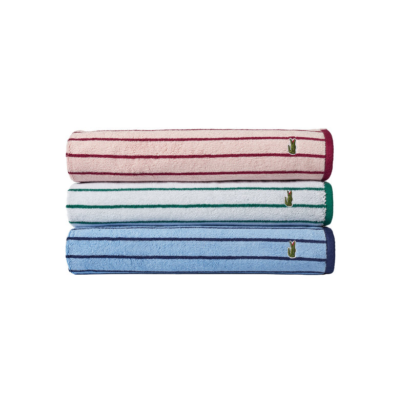 Essuie-mains rayé vert 100% coton Lacost Mark, Rayures vertes, Gant de toilette