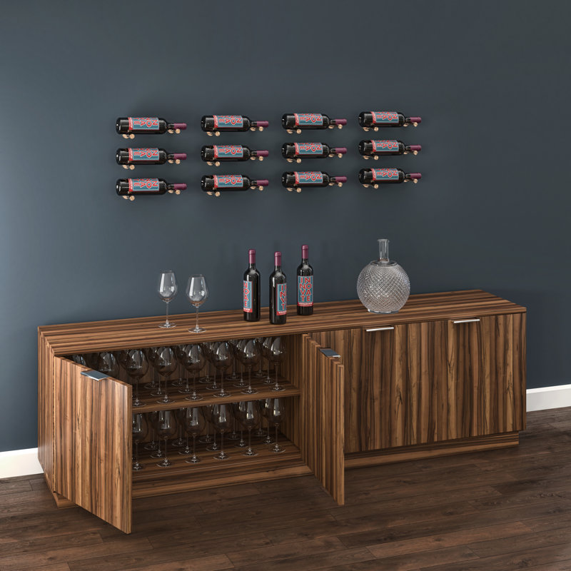 Support à vin mural pour 6 ou 12 bouteilles Iowa, Aluminium fraisé, 6