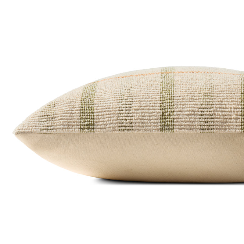 Coussin décoratif Loloi, Ivoire / rayures vertes, Polyester