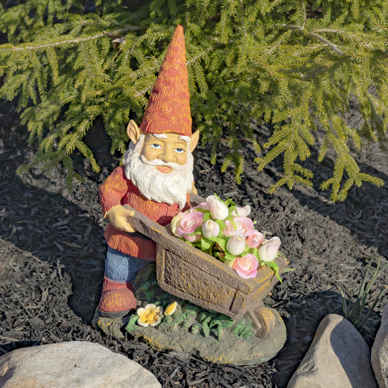 Statue de jardin 17 po avec brouette