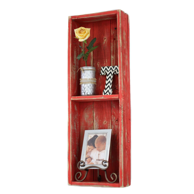 Bateman Cedar Solid Wood Accent Shelf, Red, 24" H x 10" W x 4" D