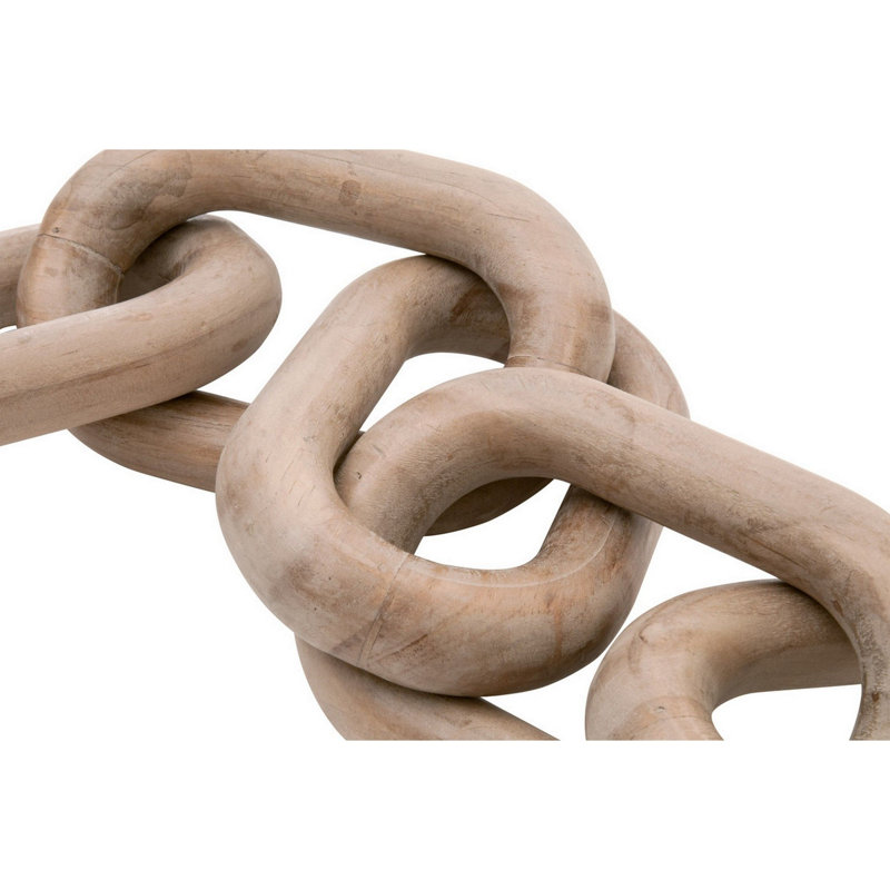 Guthki Kai Reclaimed Wood Chain Links Sculpture, Washed Beige