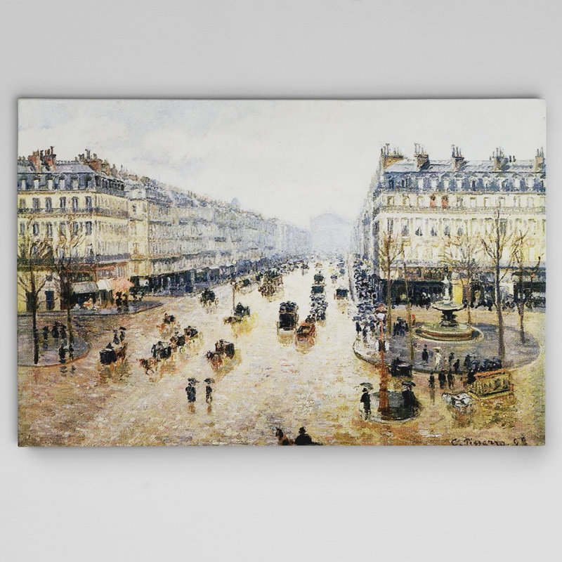 «Avenue de l'opéra Rain» par Camille Pissarro - impression sur toile, H 24 po x l 36 po x p 1,5 po