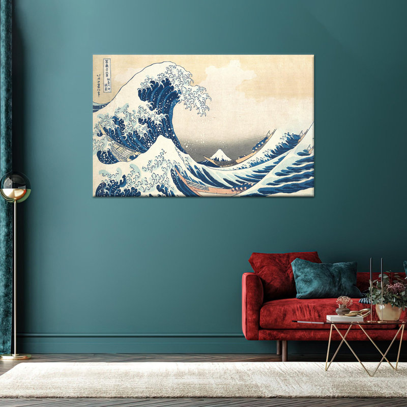 Reproduction d'art sur toile imprimée: La grande vague de Kanagawa, impression océanique iconique, 1P, 47,3 po H x 67 po l