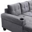Ensemble de canapé modulaire pour salon avec méridienne en forme de L, porte-gobelet et main gauche avec méridienne de rangement moderne 4 places (gris)-1463976277