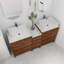 Ensemble de meuble-lavabo double 60 po Maricza, meuble-lavabo autoportant avec comptoir en céramique, 5 portes et 3 tablettes