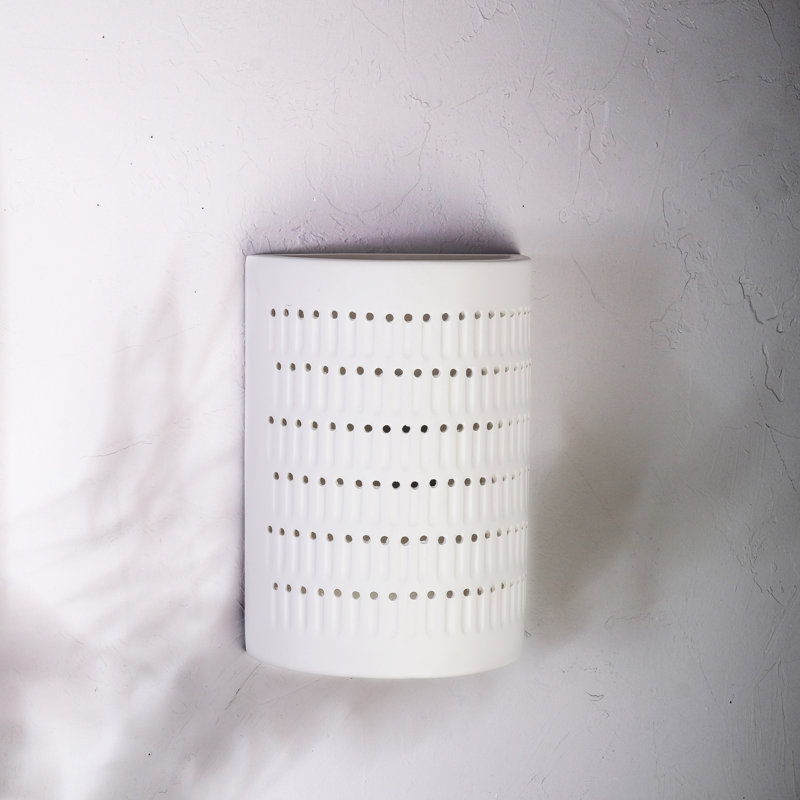 Applique murale d'extérieur en céramique Carely, ampoule DEL incluse, Blanc, H 13 po x l 9,5 po x P 5 po