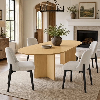Table de salle à manger ovale en chêne 79 po avec 4 chaises Kowalsky