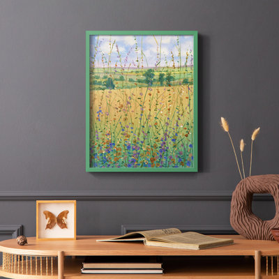 «Wildflower Path II», reproduction encadrée - bois massif