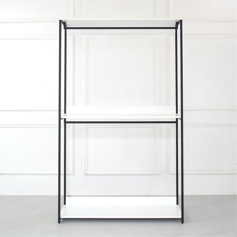 Système de garde-robe autoportant à 3 tablettes et 7 tours avec structure en métal, Blanc