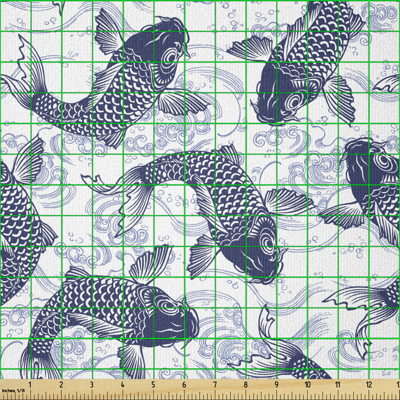 Derlene Japanese Carp Koi Wave Multi-Purpose Fabric