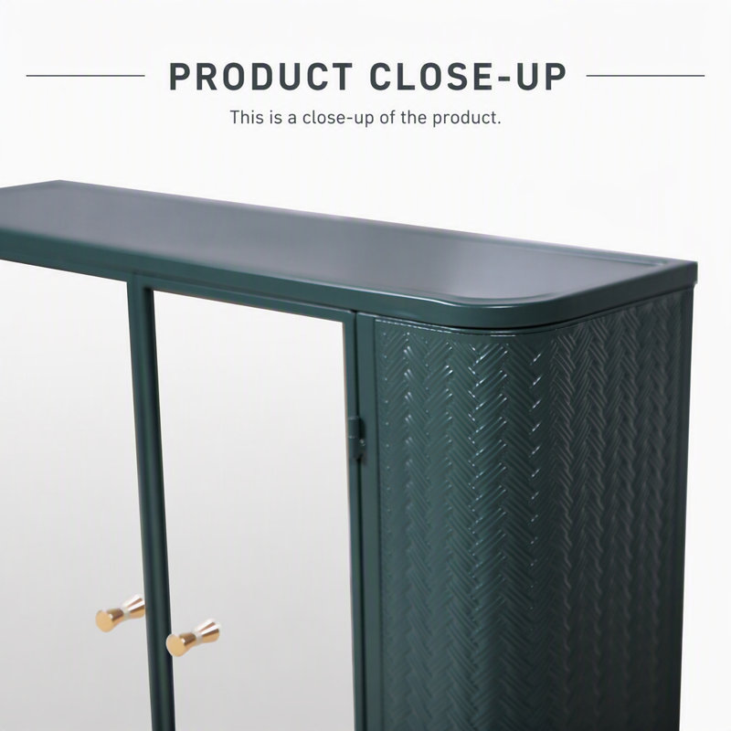 Armoire de salle de bain murale armée verte avec miroir, 2 portes en miroir, tablette ouverte et cadre en métal pour un rangement efficace
