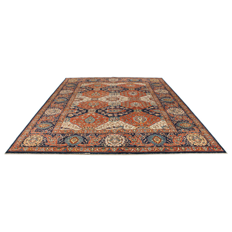 Tapis traditionnel ivoire et bleu marine 9 x 12