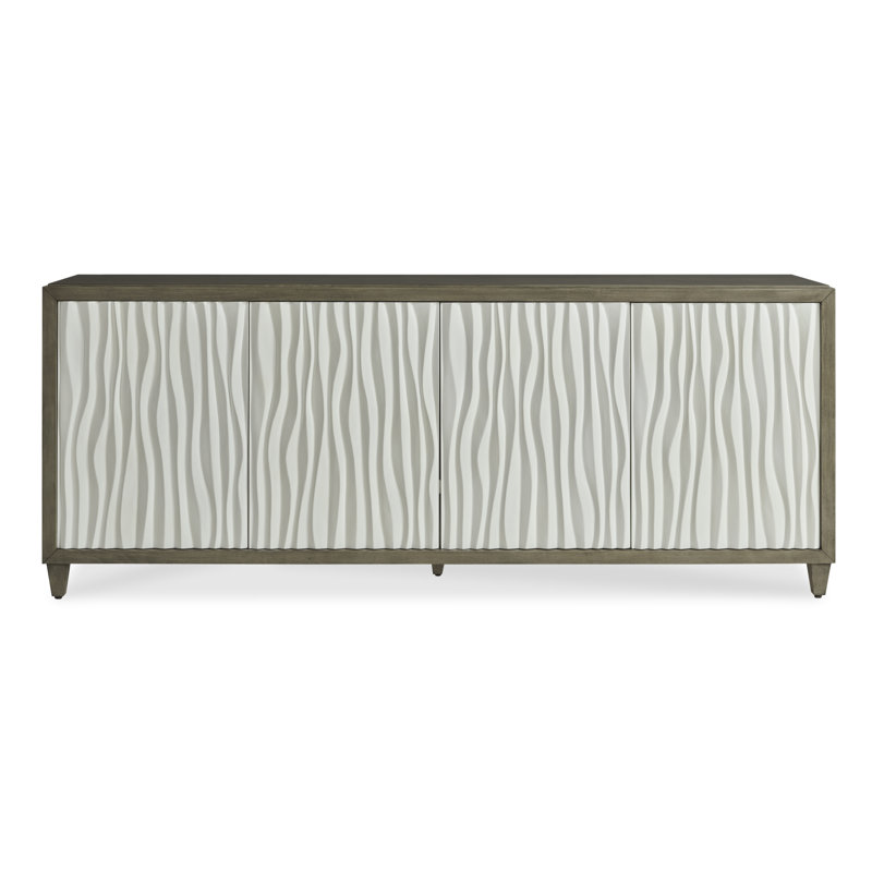 Russo 84'' W Solid Wood Sideboard, Greige/White/Gray