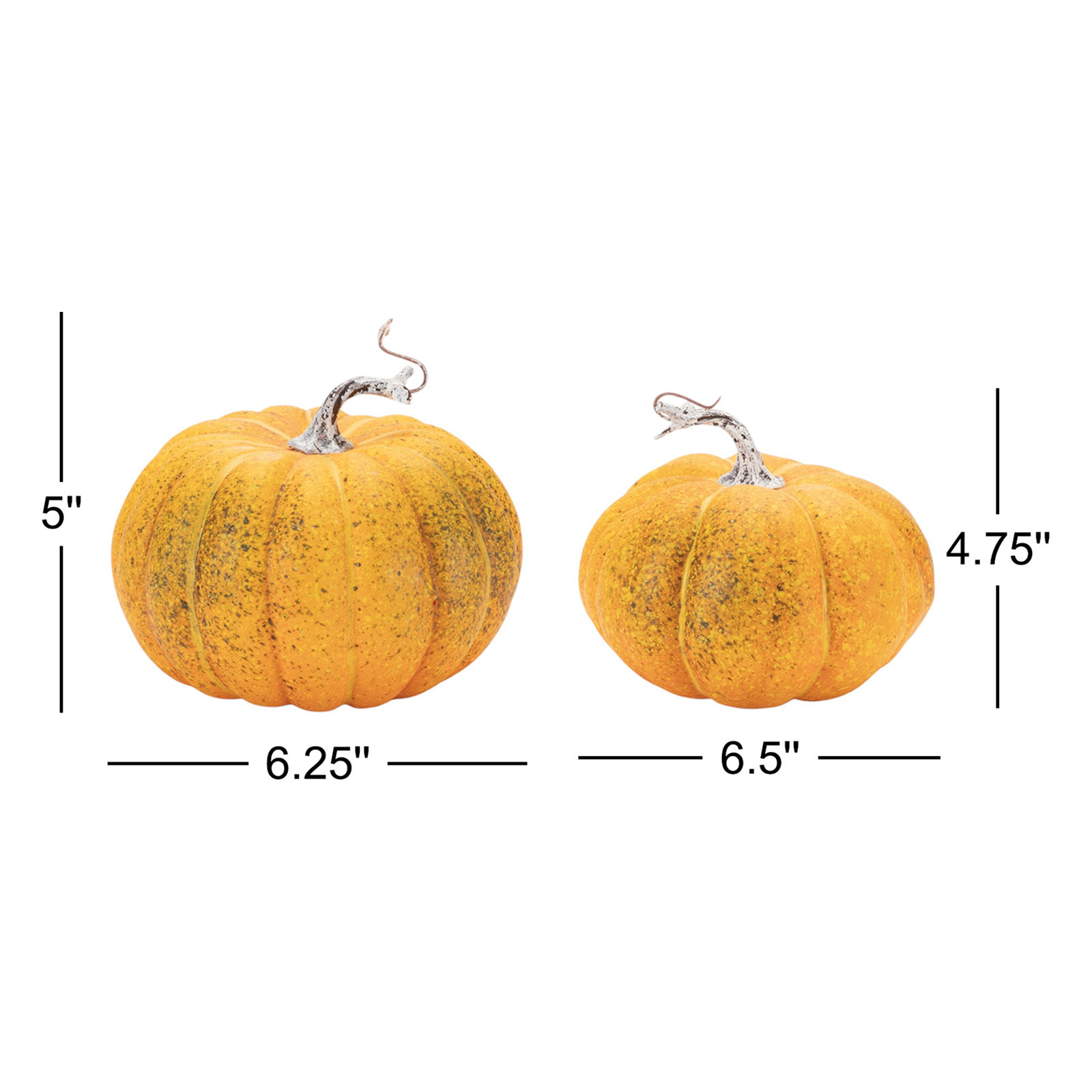 2-Piece Foam Pumpkin Holiday Accent Set, 4.75" H x 6.5" W x 6" D, Orange