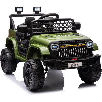 12V Kids Electric Ride-On Truck with Remote, Spring Suspension, LED Lights, Music & Battery Display, Dual 30W Motors