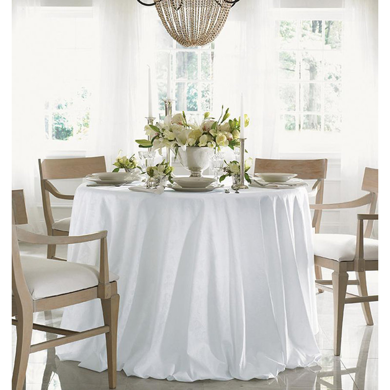 Acanthus Handmade Floral Tablecloth, 104" L x 104" W, White
