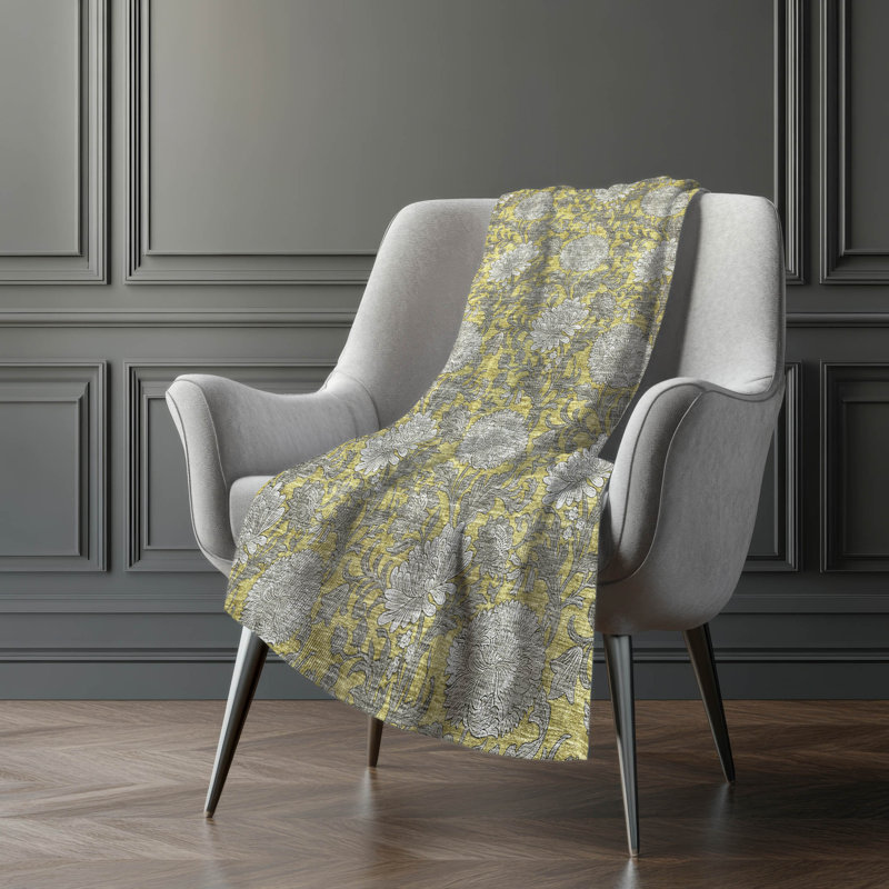 Jeté floral Sherpa ASB677 Addison, Doré