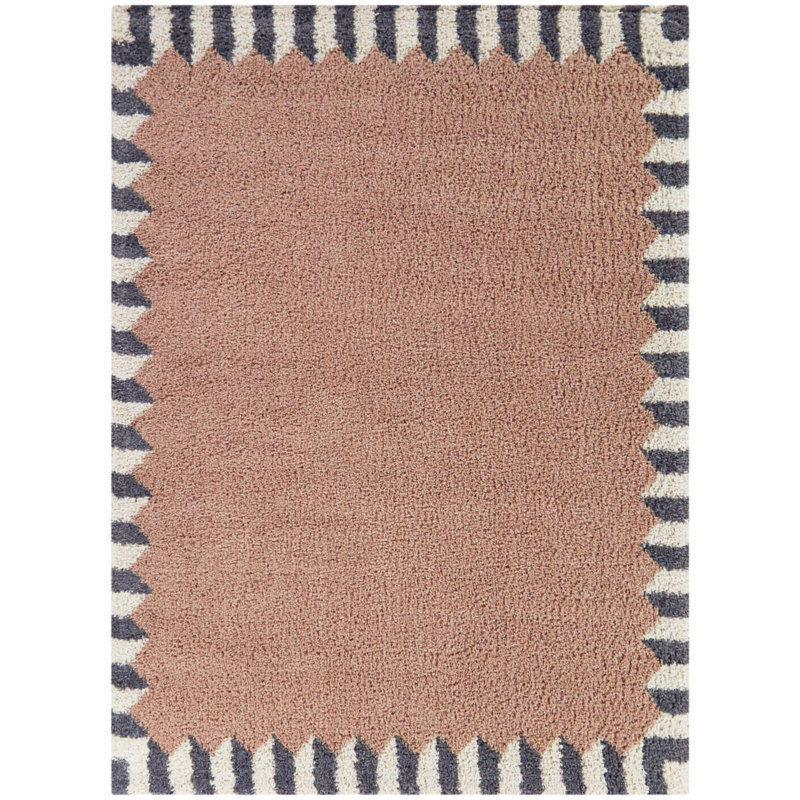 Tapis rose à poils longs Vasile, Rectangle 7 pi 10 po x 10 pi