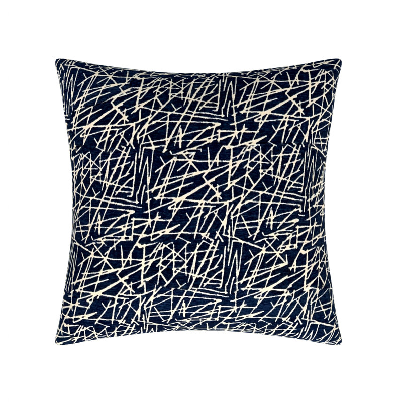 Abstract Feather Reversible Throw Pillow, 26"H x 26"W, Navy