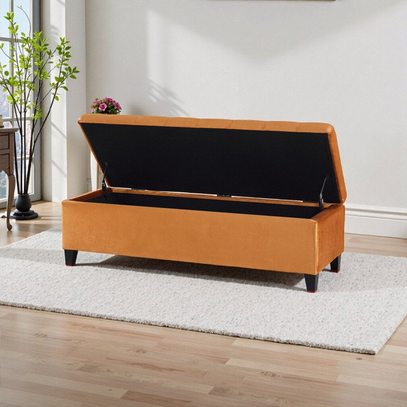 Banc de rangement rabattable, Orange brûlé