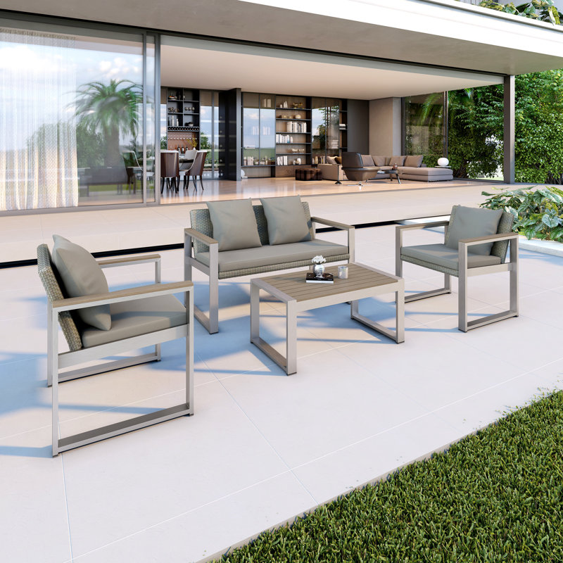 Canapé double en aluminium tissé en aluminium, Gris/argent
