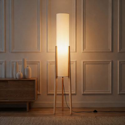 61'' Soild Wood Tripod Floor Lamp