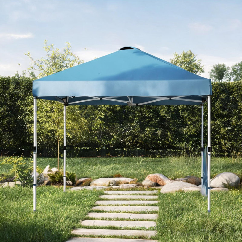 Pavillon de jardin en métal bleu et tissu Oxford pour espace extérieur avec rangement et conception réglable